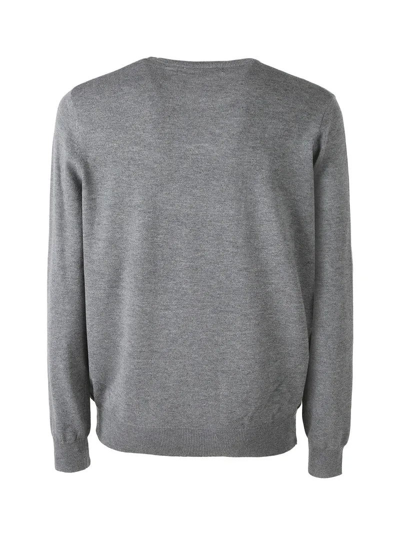 Maglione girocollo da uomo in misto lana - grigio scuro