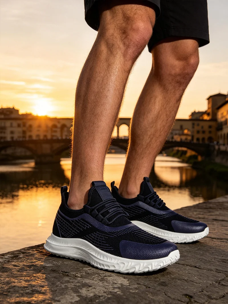 Sneakers sportive uomo in tessuto - blu scuro