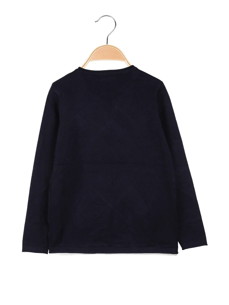 Maglia da bambino con doppio scollo - blu scuro