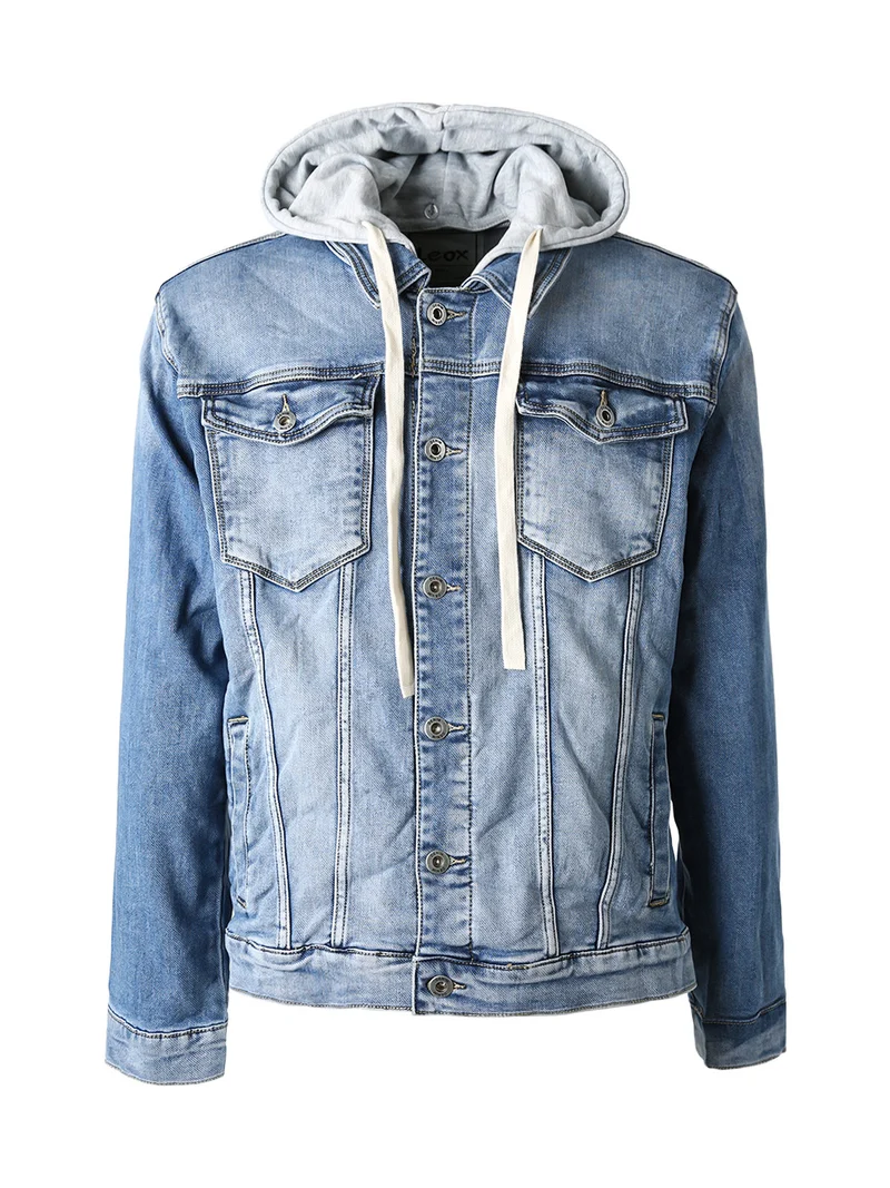 Giacca in jeans da uomo con cappuccio in felpa - jeans