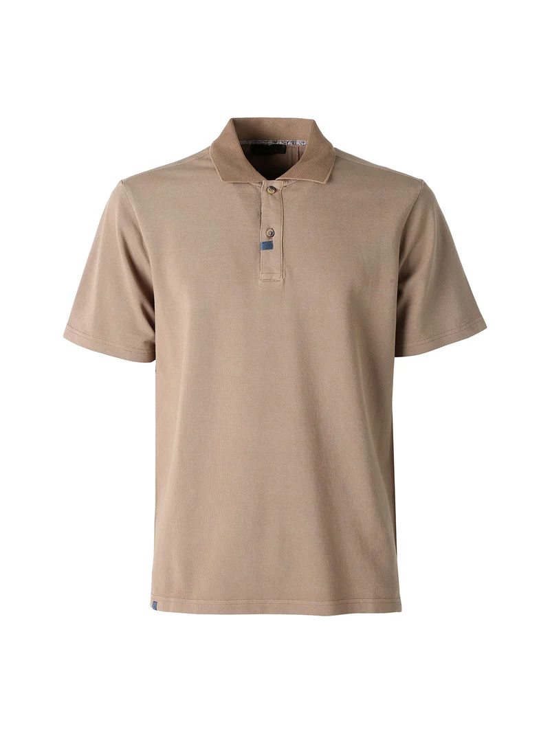 Polo in cotone da uomo a maniche corte - taupe