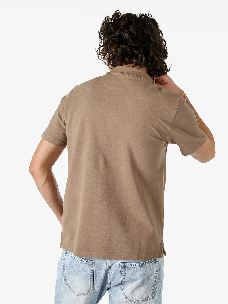 Polo in cotone da uomo a maniche corte - taupe