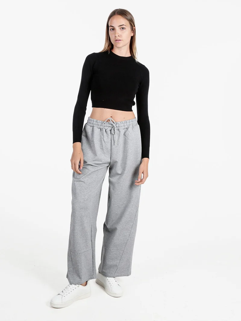 Maglia donna cropped a costine - nero