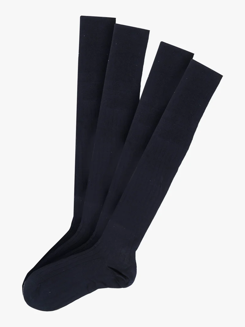 Confezione da 2 paia di calze lunghe da uomo in cotone mercerizzato a coste - blu scuro