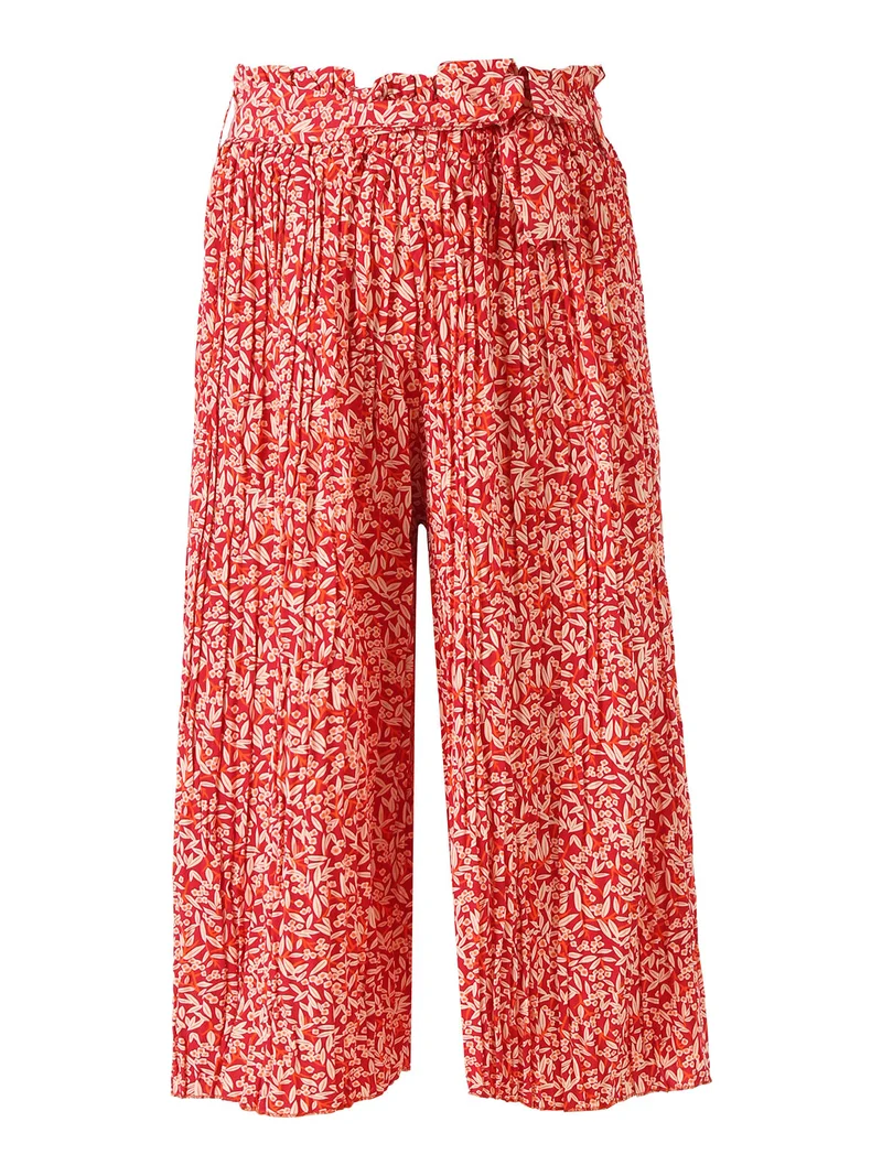 Pantaloni donna culotte con stampa floreale - rosso