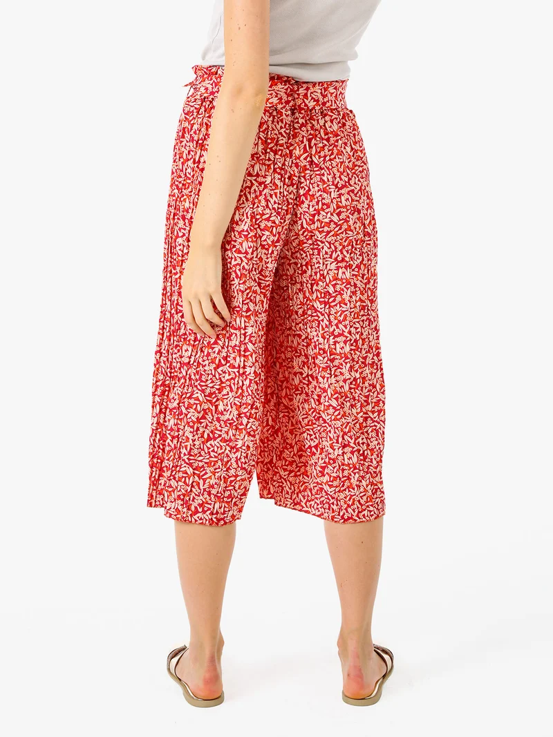 Pantaloni donna culotte con stampa floreale - rosso