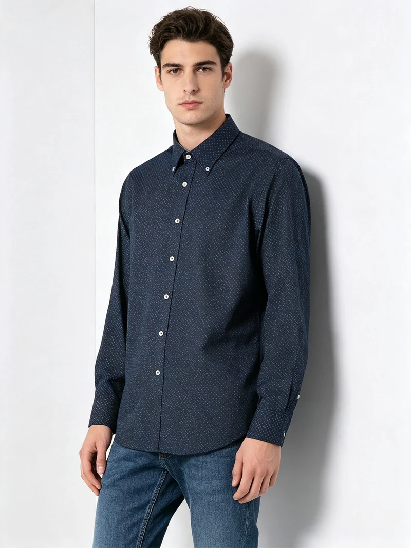 Camicia da uomo in cotone a maniche lunghe con stampe - avion