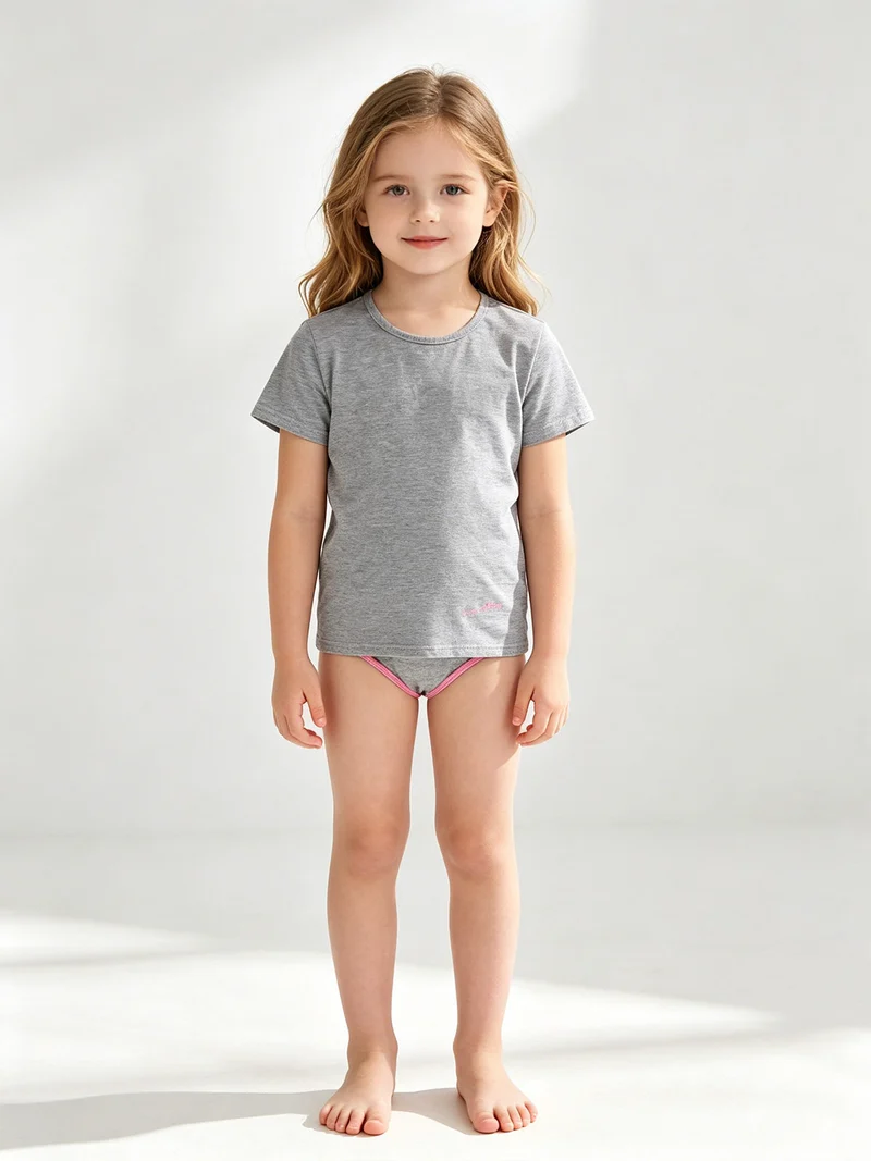 Completo intimo bambina t-shirt + slip - grigio