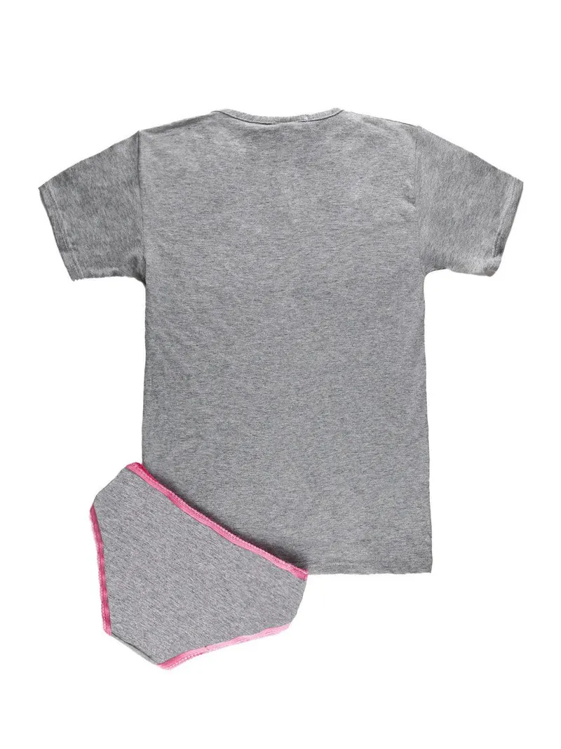 Completo intimo bambina t-shirt + slip - grigio