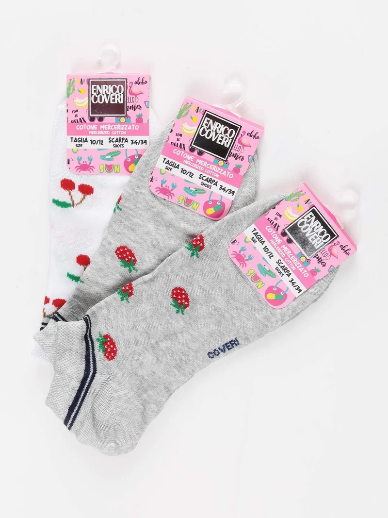 Calze corte bambina in cotone - grigio