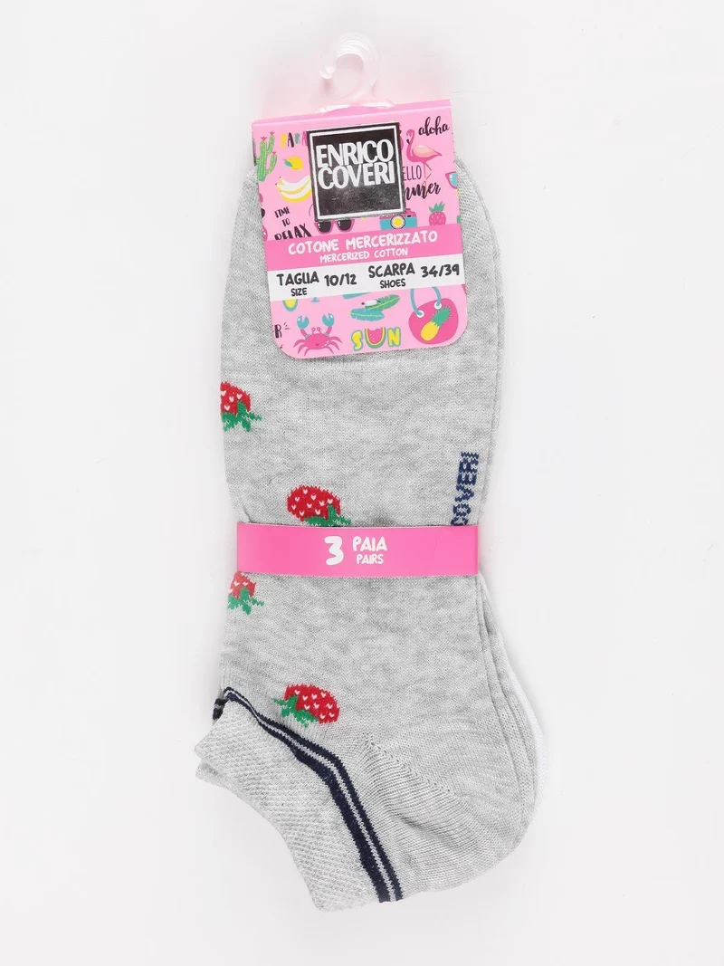 Calze corte bambina in cotone - grigio