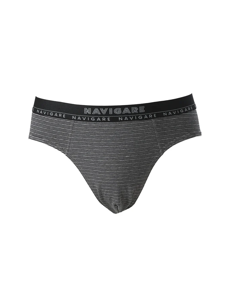 Slip da uomo rigati in cotone bielastico - nero