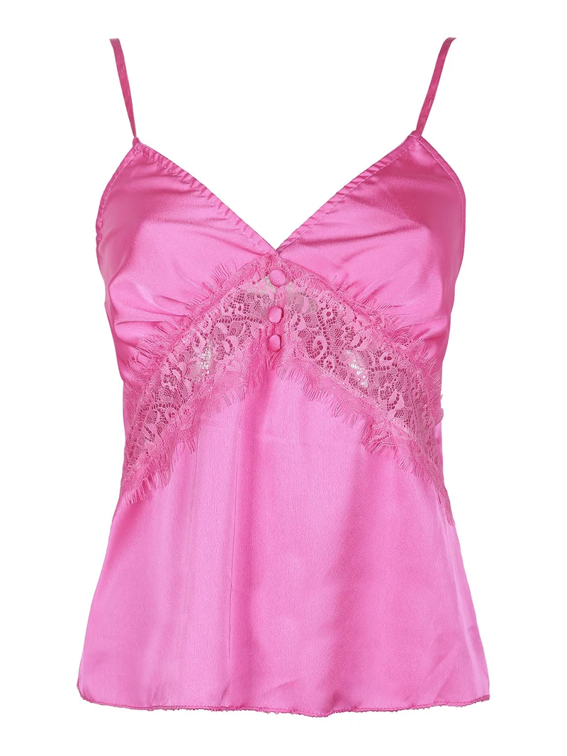 Top donna effetto raso - fucsia