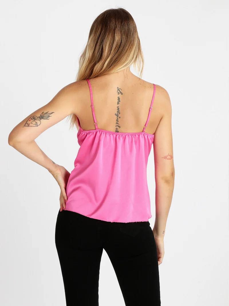 Top donna effetto raso - fucsia