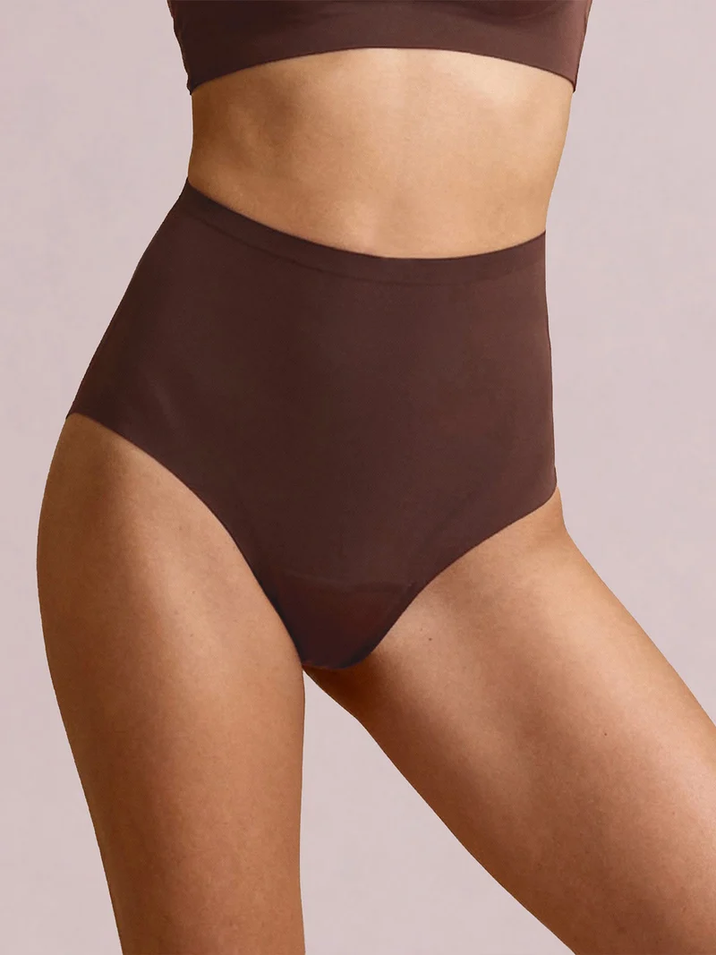 MICRO FIT 02707 Brasiliana a vita alta in microfibra - moro