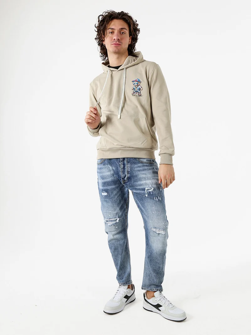 Felpa da uomo con cappuccio - khaki