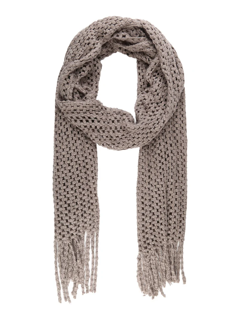 Sciarpa donna con frange - fango
