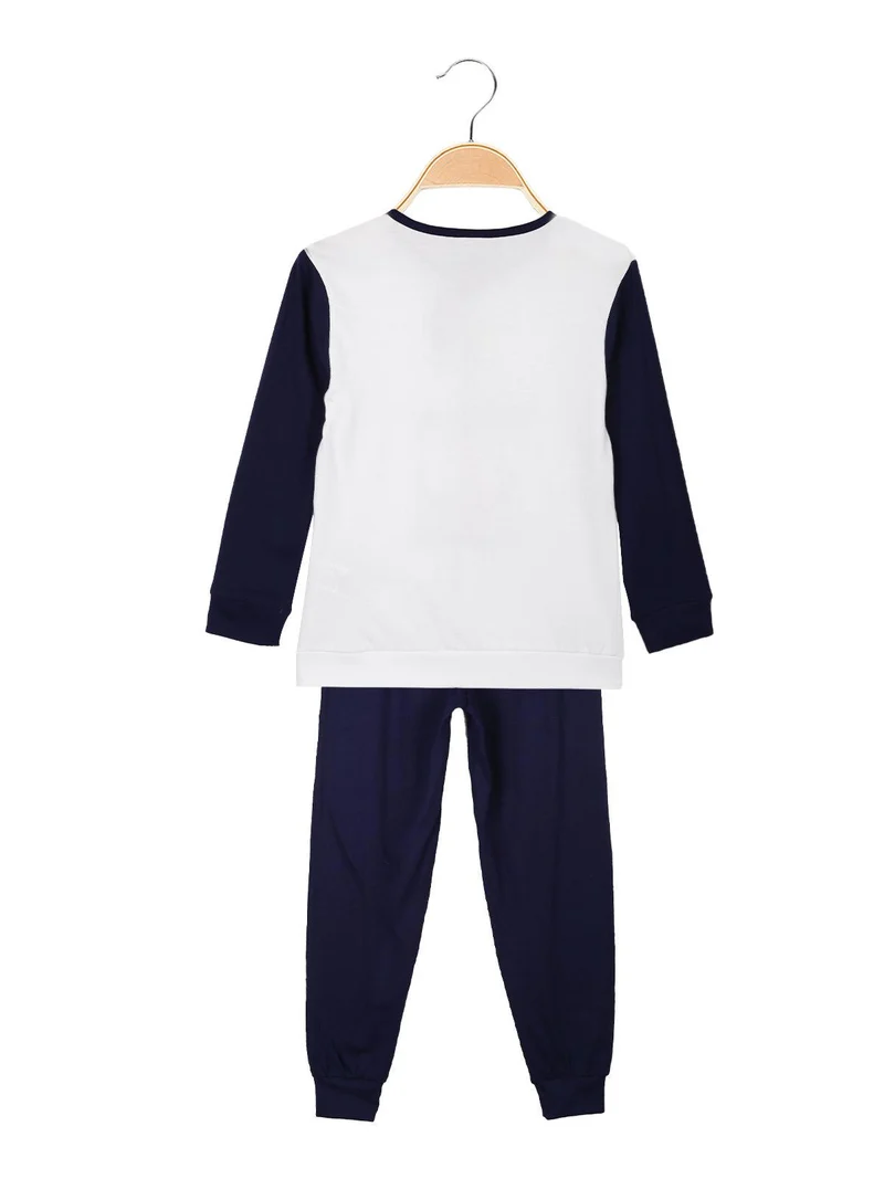 Pigiama lungo da bambina in cotone - blu scuro