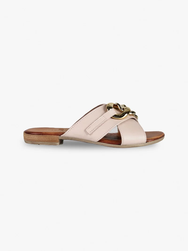 Ciabatte in pelle donna con catena - rosa