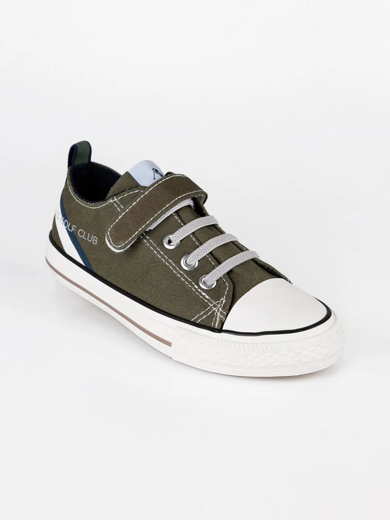 Sneakers in tela con strappo - oliva