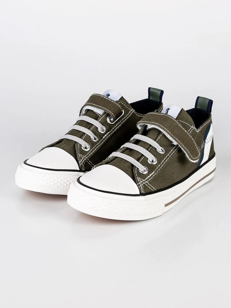 Sneakers in tela con strappo - oliva