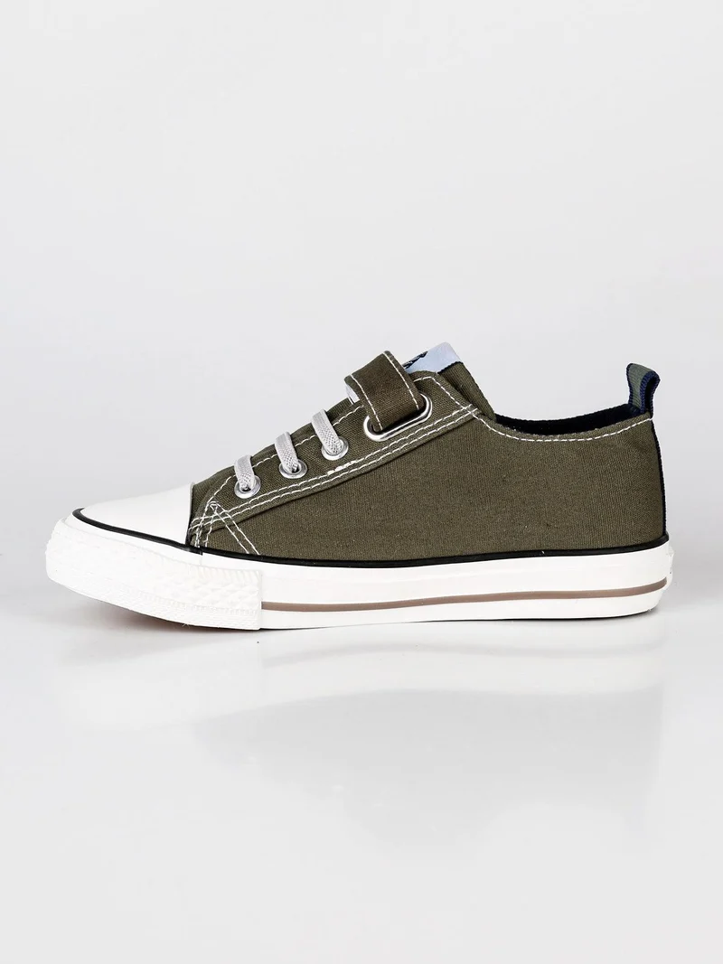 Sneakers in tela con strappo - oliva