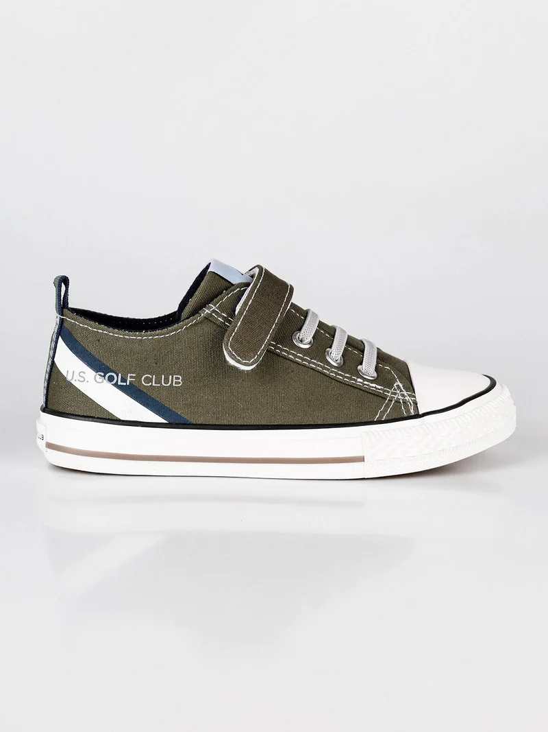 Sneakers in tela con strappo - oliva