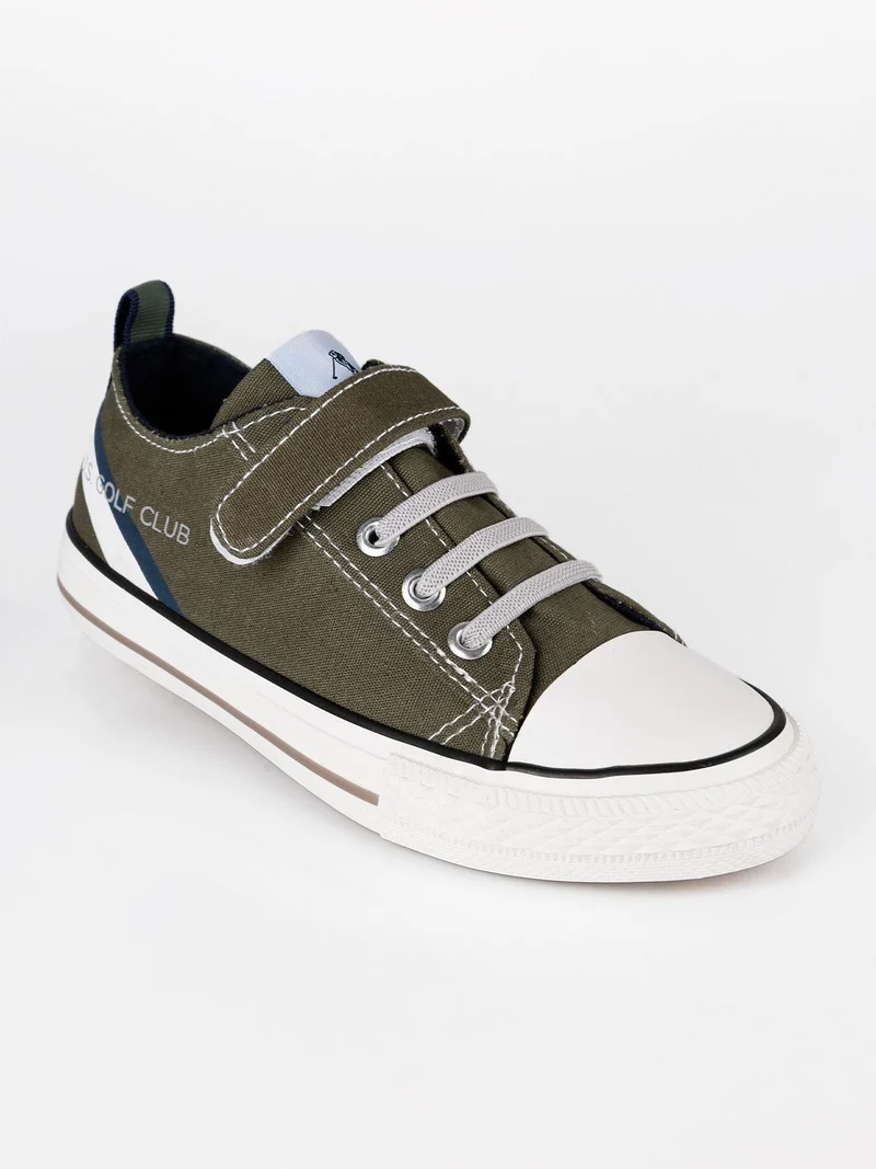 Sneakers in tela con strappo - oliva