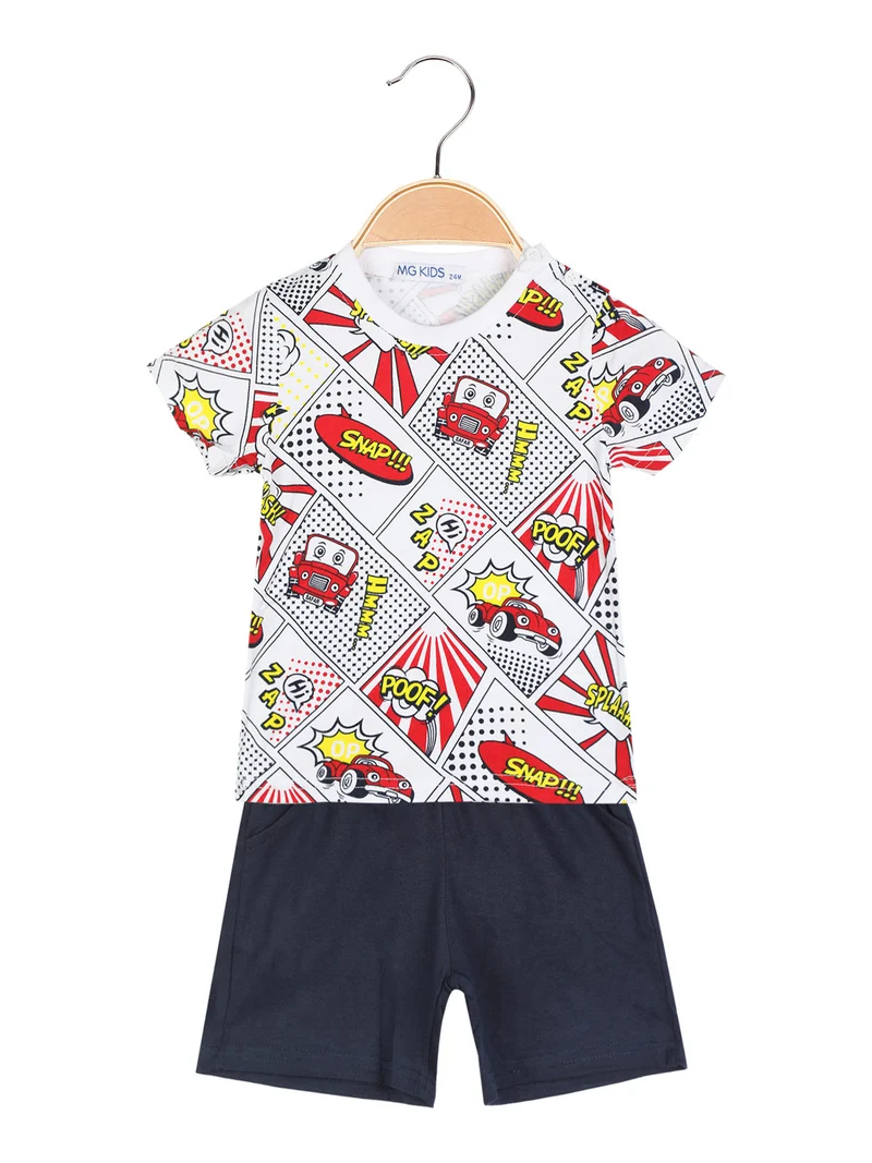 Completo corto da neonato in cotone - rosso