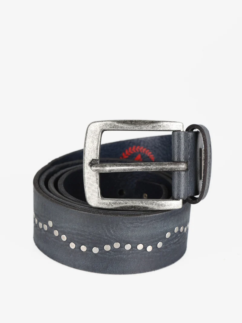 Cintura in pelle con borchie da uomo - blu