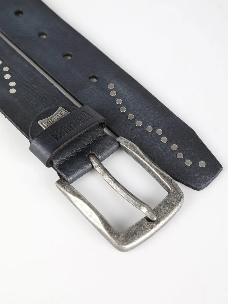 Cintura in pelle con borchie da uomo - blu