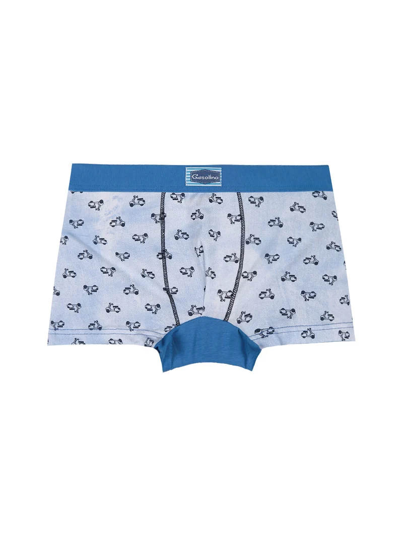 Boxer da bambino in cotone con stampe - azzurro
