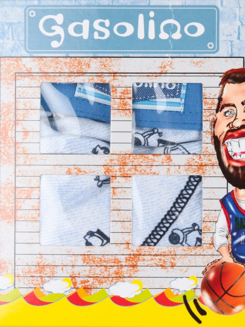 Boxer da bambino in cotone con stampe - azzurro