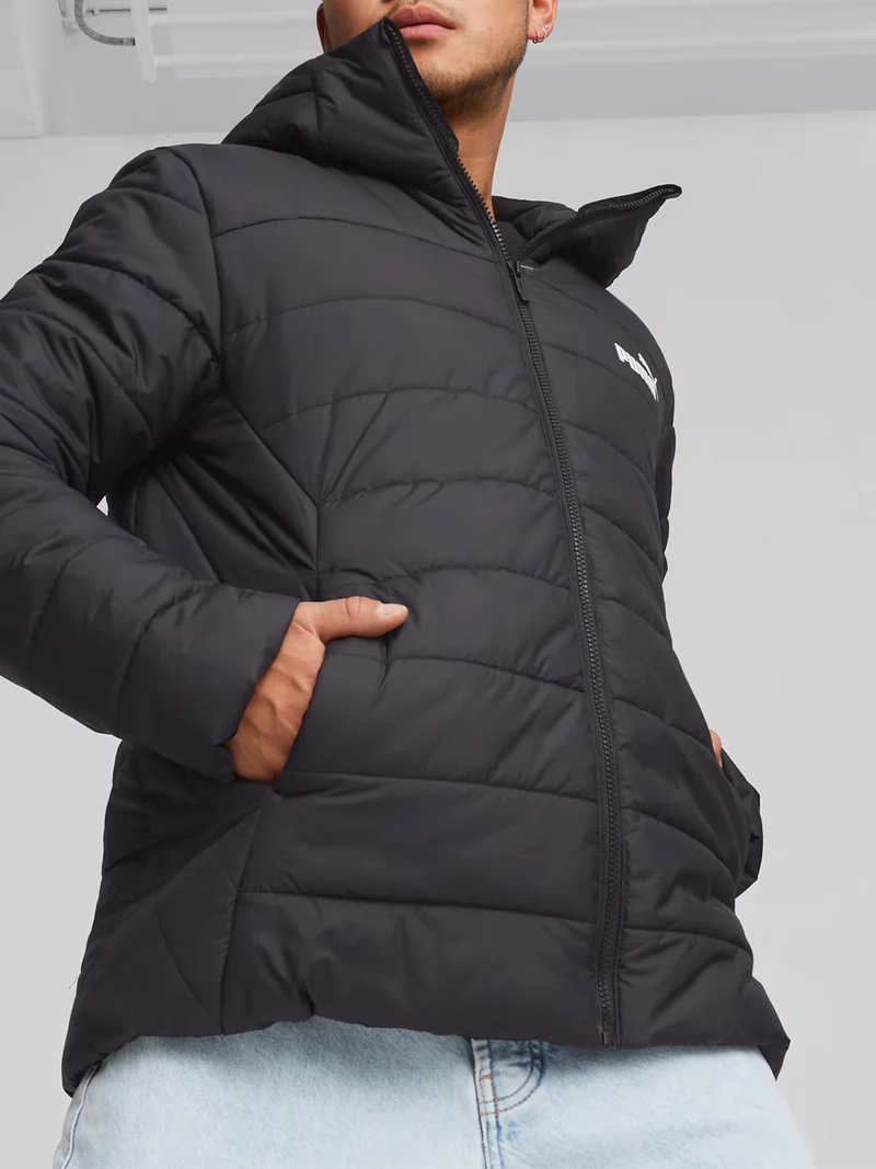 ESS PADDED Piumino invernale da uomo con cappuccio - nero