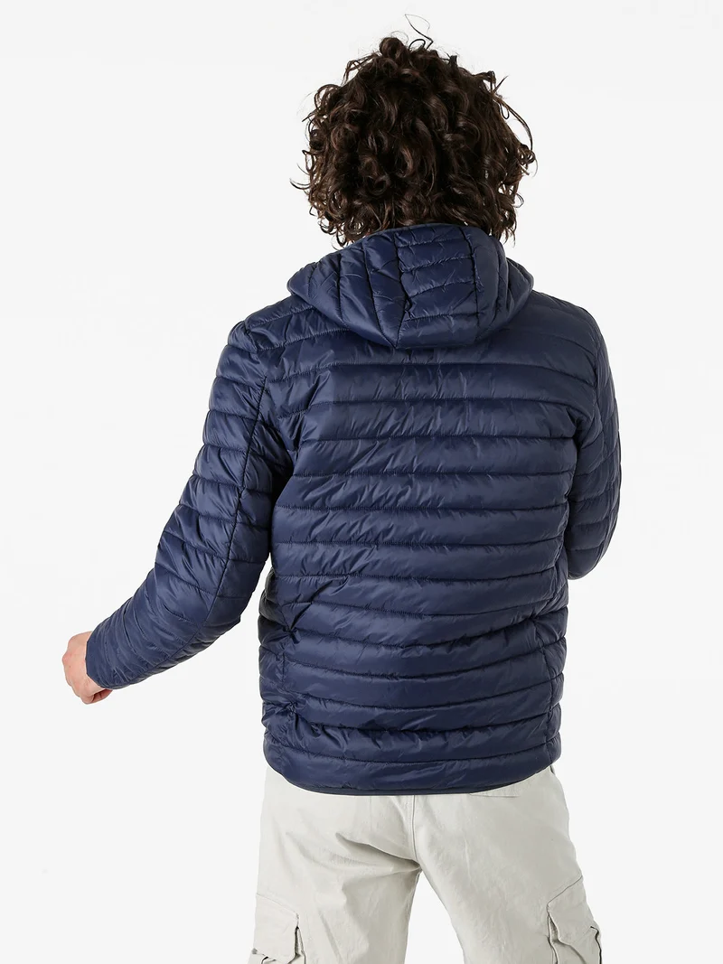 Giubbino da uomo modello 100 grammi con cappuccio e zip - blu scuro