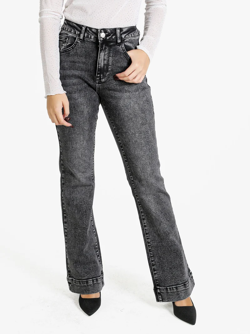 Jeans donna push up a zampa - nero