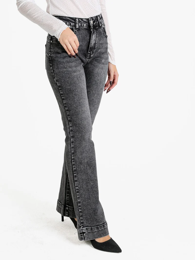 Jeans donna push up a zampa - nero