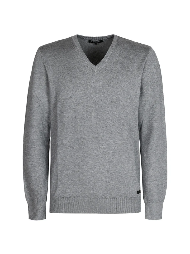 Pullover uomo in maglia scollo a V - grigio