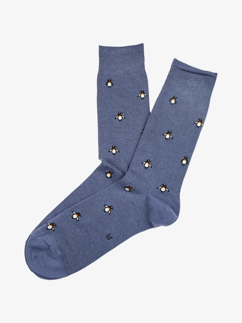 Calze corte da uomo in caldo cotone con stampe disegni - azzurro