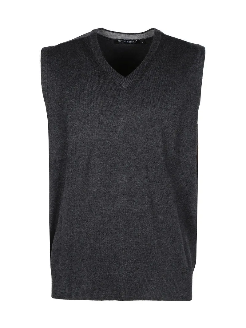 Gilet in maglia da uomo in misto cachemire - nero