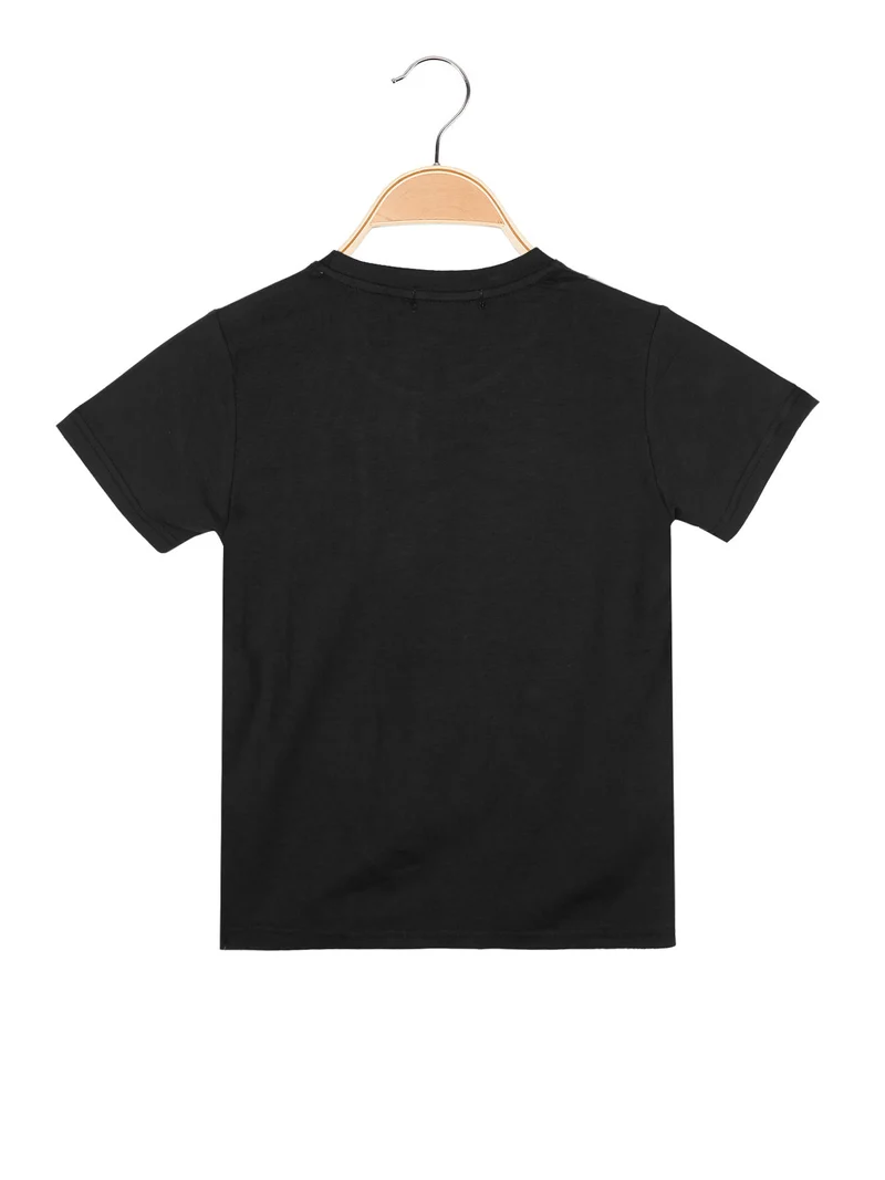 T-shirt da bambino a manica corta con stampa - nero