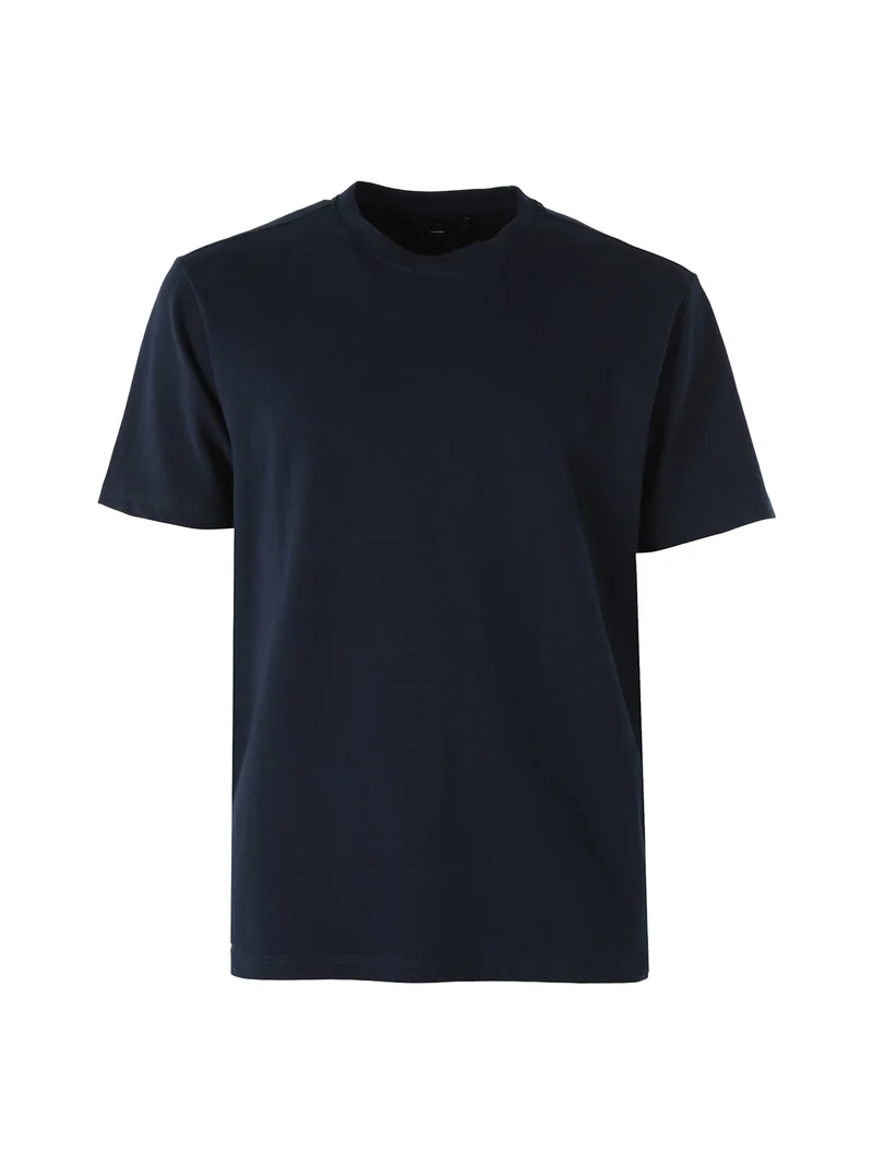 T-shirt girocollo da uomo in cotone - blu scuro