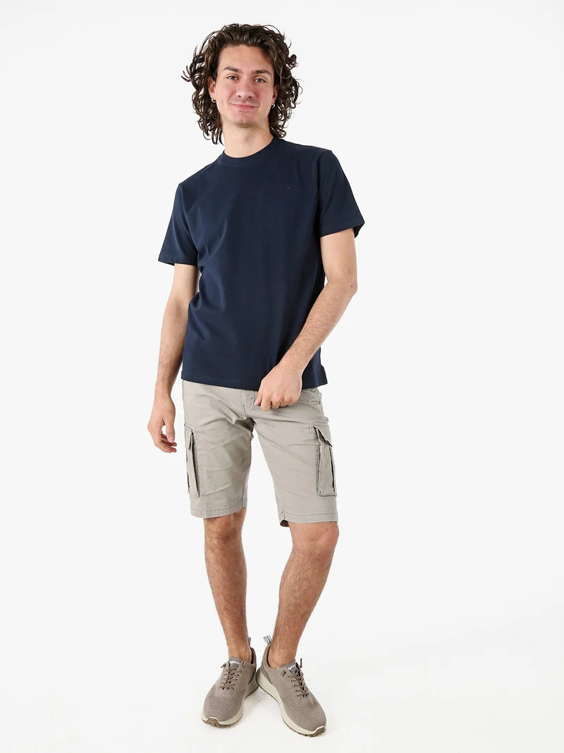 T-shirt girocollo da uomo in cotone - blu scuro