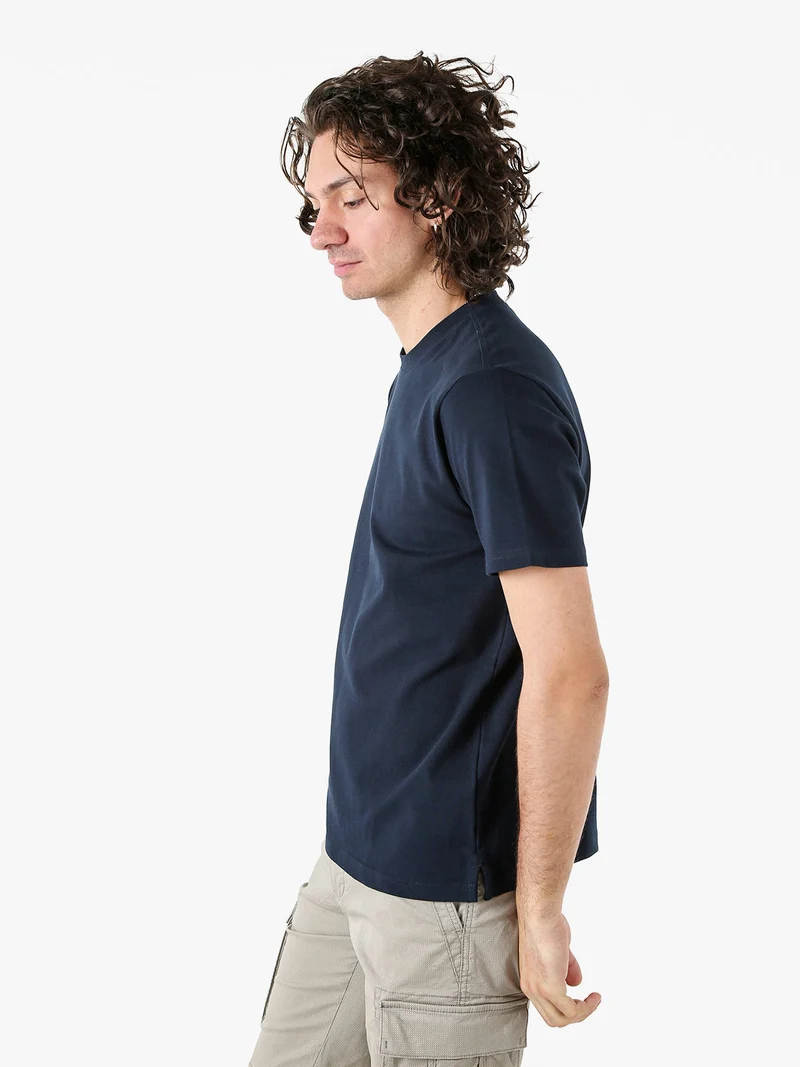 T-shirt girocollo da uomo in cotone - blu scuro