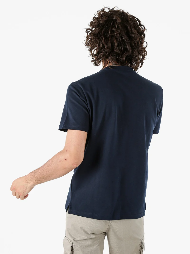 T-shirt girocollo da uomo in cotone - blu scuro
