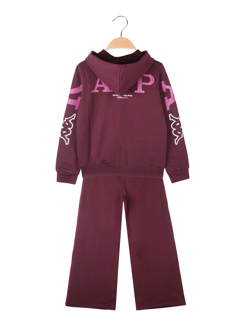 Completo tuta da ragazza full zip con cappuccio e pantaloni a gamba larga - porpora