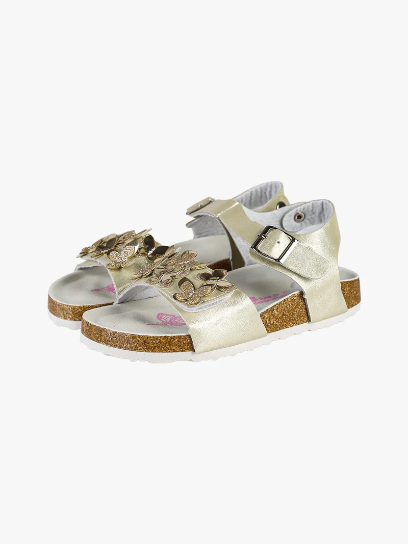Sandali da bambina con fibbia e cinturino a strappo - beige