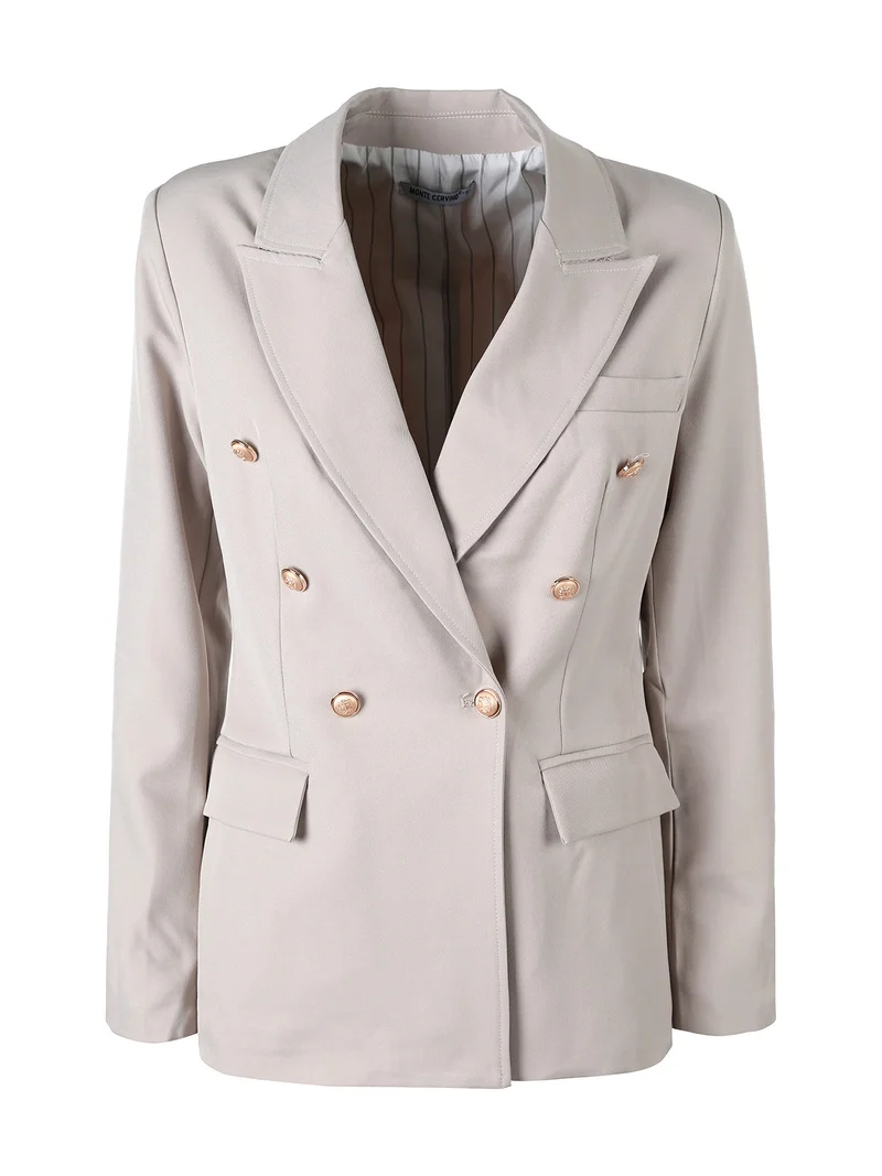 Blazer donna a doppiopetto con bottoni dorati - beige