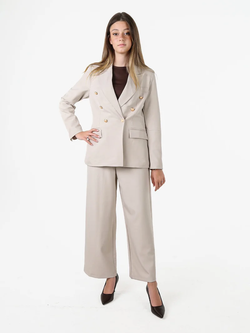 Blazer donna a doppiopetto con bottoni dorati - beige