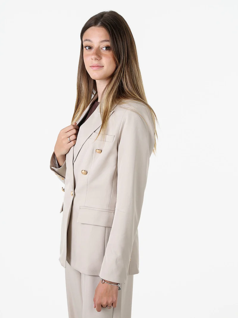 Blazer donna a doppiopetto con bottoni dorati - beige